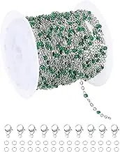 uxcell Stainless Steel Bead Chain, 16.4 Feet/5M Enamel Beaded Jewelry Link Cable Chains Spool Kit for Jewelry Making, Necklace, Bracelets, DIY Crafts (Silver/Dark Green, Pack of 1)