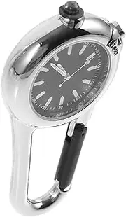 [LOORGVEL] Outdoor Watch Pocket Watch Digital Watch Carabiner Watches Watch with Clip Camping Watch for Backpack Clip Watch Backpack Watch Climbing Tool Watch Time Tool Silver Stainless Steel