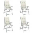 Highback Chair Cushions Set of 4 Melange Cream 120x50x4 cm Fabric Padding