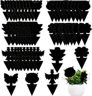 Esforzarse 50 Pcs Plant Fly Stickers, Fruit Fly Sticky Trap, Sticky Fruit Fly and Plant Gnat Bug Trap for Indoor or Outdoor Use, Sticky Insect Trap, for Potted Plant, Aphids, Garden(5 Styles, Black)