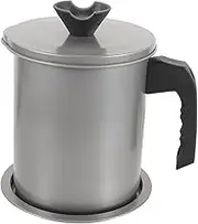 PRETYZOOM Stainless Steel Grease Pot with Strainer Oil Storage Can for Home Restaurant Use Reusable Cooking Oil Container Easy to Clean Handle Capacity
