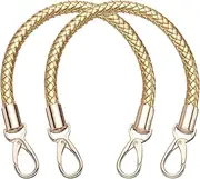 uxcell 2 Pcs Leather Purse Strap, 15.7 Inch PU Leather Braided Purse Replacement Shoulder Strap for Handbags with Buckle for DIY Handbag Purse Making, Gold