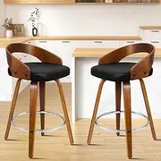 [ALFORDSON] Bar Stools 2Pcs Swivel Counter Barstool in 64cm Seat Height Kitchen Dining Chair with Footrest and Adjustable Leg Levelers for Home Bar Dining Room