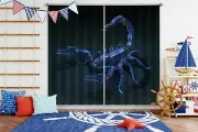 3D Blue Metal Scorpion O055 Photo Curtain Printing Fabric Window Vincent Amy