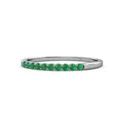 Emerald 10 Stone Wedding Band Stackable 0.17 ctw 925 Sterling Silver JP:15167