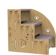 Generic Dog Stairs - 3-Step Wood Pet Stairs | Non-Slip, Suitable For Small Dogs, Cats