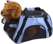 Happyyami Portable Pet Carrier Backpack for Dogs and Cats Breathable Mesh Design for Outdoor Travel Safety Zippers for Hiking and Camping Blue