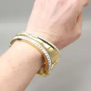Napier gold chunky cuff bracelet Yellow Gold Tone Rhinestone NWT 6.5"