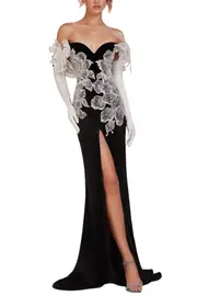 [O'BLANC] MIDNIGHT BLOOM GOWN US 12 BLACK