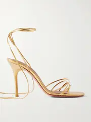 [Amina Muaddi] Amina Muaddi - Lori Metallic Leather Sandals - Gold - IT40 IT 40 Gold
