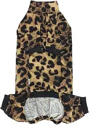 Cat Four Leg Breathable Summer Elastic Pet Clothes Cat Surgery Recovery Suit Vest Kitten T-Shirts Cats & Small Dogs Apparel (Leopard, XS)