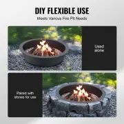 44-Inch Round Steel Fire Pit Ring with High-Temperature Coating for DIY