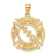 14k Yellow Gold VFD Ladies AUX Shield Charm