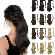 Sofeiyan Ponytail Hairpiece Curly Hair Extension Ponytail Extension Synthetic Natural Wavy Hairpiece Wrap Around Pony Tail Hair Extensions 38 cm