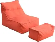 Lazy Bean Bag Sofas Cover, High Back Bean Bag Chair Floor Foldable Linen Seat Recliner Indoor Lazy Lounger for Adults and Kids with No Filling,Red