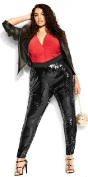 CITY CHIC NWT Trendy 20 Size Sequin Party Pants Black cocktail disco party