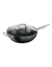 [Tefal] Specialty Premium Hard Anodised Induction Non-Stick Wok with Lid 32cm in Black