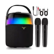 Karaoke Machine, Portable Bluetooth Speaker with Two Wireless Microphones, PA...