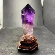 Top Natural amethyst Quartz obelisk Crystals Tower Point Wand Reiki Gmes 0.48LB