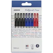J.Burrows Grip Ballpoint Pens 1.0mm Assorted 10 Pack