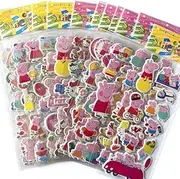12 Sheet Peppa Pig Stickers Waterproof Cartoon Stickers for Laptop for Water Bottle Suitcase Computer Phone Stickers,DIY Graffiti Sticker Funny Unique Stickers for Boys Girls