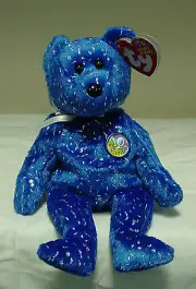 TY Beanie Baby- Decade - 10 Year Anniversary Teddy - Blue
