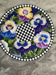 Designer Inspired Pansy Checkered Round Placemats-Free Mackenzie Childs Gift