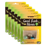 6PK Wishstone Gemstone Set Soothing Good Luck Wellness Stones w/ Draw String Bag