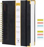 EOOUT Spiral Notebook 8.5” x 11”, A4 300 Pages Hardcover Leather Journals for Women Men, College Ruled Lined Notebooks with 100GSM Thick Paper, Spiral Journal for Work School(Black)