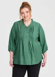 [Taking Shape] Taking Shape Natural Abbey Pleat Detail Top Size 16 in Shamrock - Plus Size Women's Tops & T Shirts Shamrock