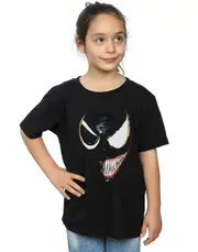 Absolute Cult Marvel Girls Venom Split Face T-Shirt Black 7-8 Years