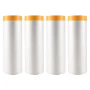 2X(4 Rolls Clear Plastic Sheeting 4.9X 65.5 Ft Pre-Taped Masking Film Drop5697