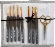Tulip ETIMO TEG001 Premium Gold Crochet Hook Set With Scissors Measure Japan NEW