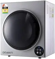 Devanti Tumble Dryer, 5kg Fully Auto Portable Clothes Dryers Machine Electric Vented Wall Mount Kit for Home Indoor Laundry, Stainless Steel Drum Child Lock Function Silver