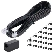Telephone Extension Cord Phone Cable Line Wire, with Standard RJ11 Plug (25Ft-Bl