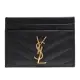 【YSL】MONOGRAM系列V字縫線魚子醬牛皮金屬LOGO萬用票卡/證件名片夾(黑423291-BOW01-1000)