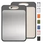 2 in 1 Stainless Steel Cutting Board with Handle Chopping Large Big Small Met...