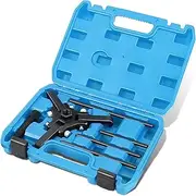 DNA MOTORING Harmonic Balancer Pulley Puller 6-pcs Set 3-Jaw Puller for Harmonic Dampers & Balancers Removal Compatible with Chrysler GM Mitsubishi,Blue,TOOLS-00318