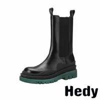 在飛比找momo購物網優惠-【Hedy】厚底切爾西靴 中筒切爾西靴/個性寬楦撞色厚底潮流