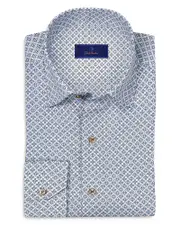 David Donahue Regular Fit Geometric Print Sport Shirt