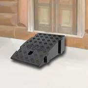 MAEEHDNKM Rubber Doorway Threshold Ramp, Interlocking Curb Ramps, 3" 7" Rise Small Wheelchair Ramp, Portable Cars Driveway Ramps for Home Steps Garage(Black,25x40x19 cm)