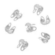 20 Pcs 3.2mm Cord Ends Open, Clamshell End Caps, Bead Tips Knot Covers, Silver