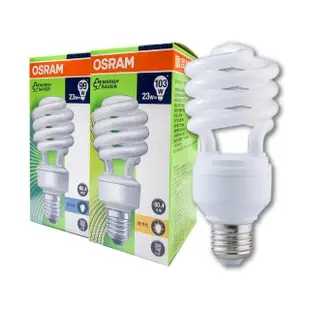 【Osram 歐司朗】E27 23W 螺旋燈泡 白光 黃光 110V 6入組(E27 23W 省電燈泡)