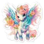 Pegasus Unicorn Roses, Vinyl Decal Sticker, Indoor Outdoor, 3 Sizes, #9200