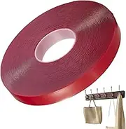 Foam Double-Sided Tape, Double Sided Tape Heavy Duty, Mounting Strap Roll, Waterproof and Weather-Resistant, Removable and Residues, Red, for Bonding Attaching Mounting