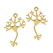 5 Neuron Charms Antique Gold Tone Molecular Charm 2 Sided - GC799