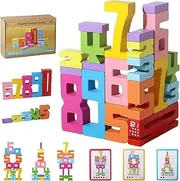 Number Wooden Building Blocks Set 3D Digital Puzzle Baby Blocks Toys for Boys & Girls Montessori Stacking Toy Number Puzzle Blocks