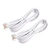 Phone Cord 6.56FT Telephone Cable Phone Line Cord RJ11 6P6C Plugs White 2pcs