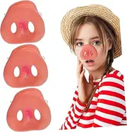 OHPHCALL 3pcs Cute Pig Nose Mask Vinyl Cosplay Props with Strap for Parties Costume Events and Performance Compact Elastic Band Animal Nose Accessory