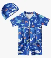 Kids Floatation Swimsuits Baby 1-2 Years One Piece Float Suit Short Sleeve New